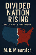 Divided Nation Rising book cover with US map split red and blue, dark background