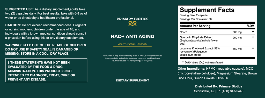 NAD + Anti Aging - 60 capsule count